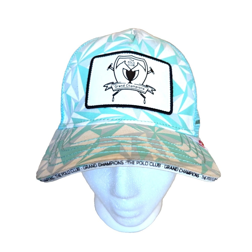 World Polo League The Polo Club Grand Champions SnapBack Trucker Hat Cap Aqua